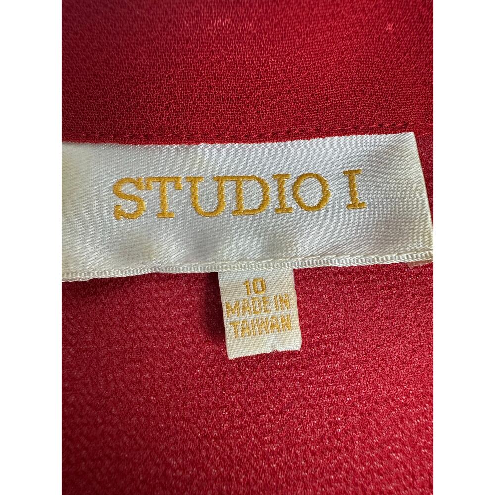 Vintage Studio I Sheer Red Embroidered Cardigan Open Front Mesh Blouse Medium 10 - Picture 7 of 8